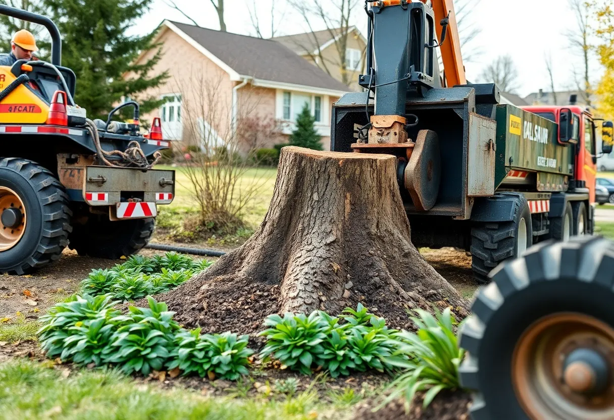 Tree Care Inc. team performing stump removal in Louisville, KY
