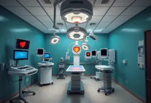 Medical team performing tricuspid valve replacement surgery