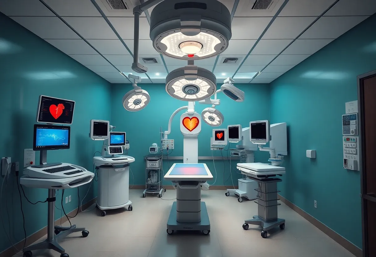 Medical team performing tricuspid valve replacement surgery