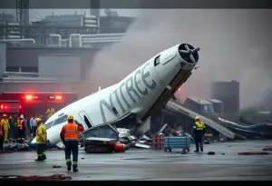 Emergency responders at the site of the UPS cargo plane crash in Louisville.