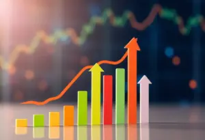 Graph showing rising stock market trends