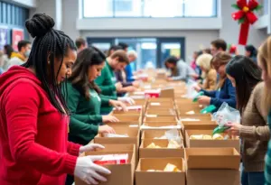 Volunteers in Louisville packing 'Boxes of Love' for the holidays