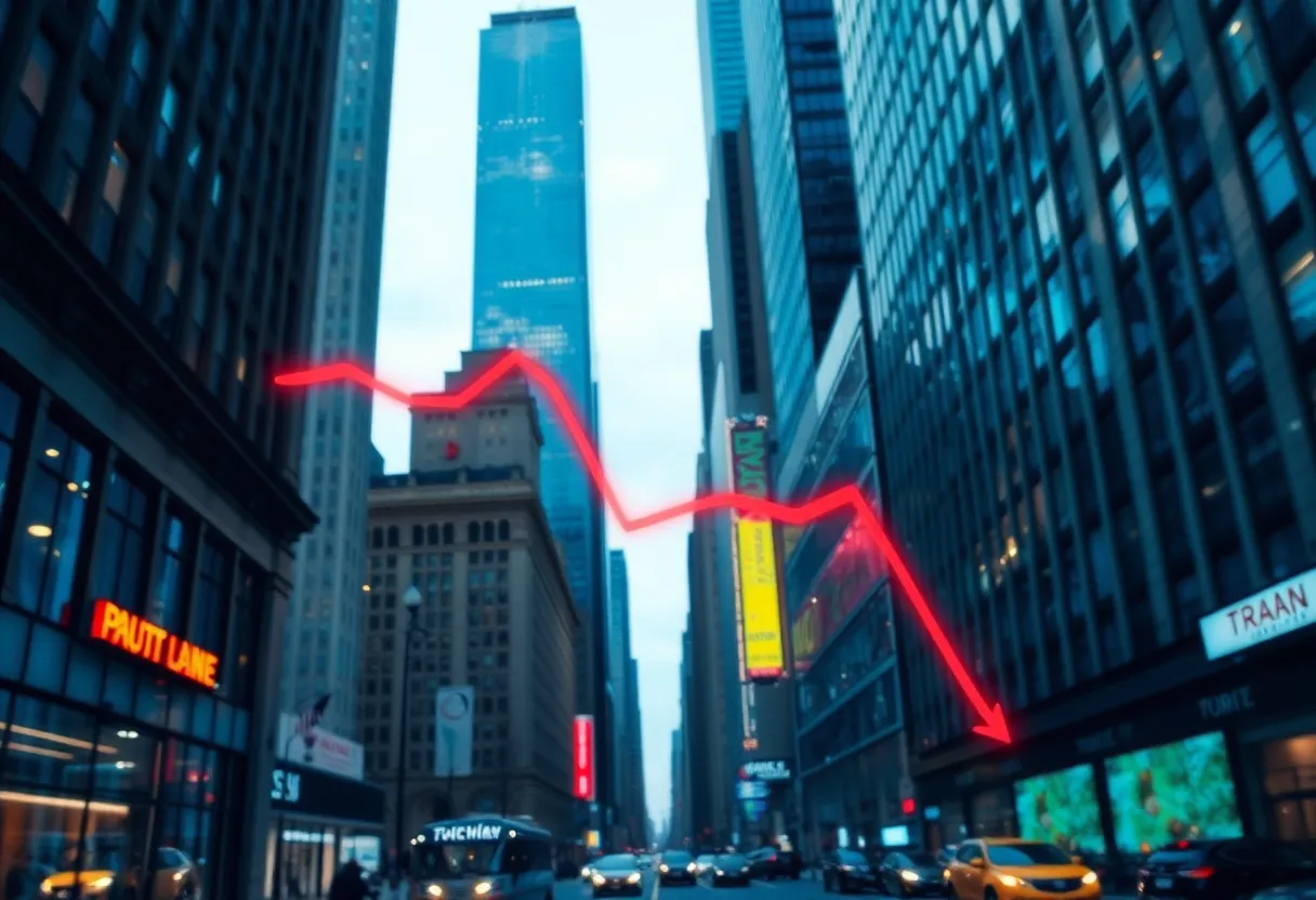 An abstract depiction of Wall Street's financial decline focusing on technology stocks.