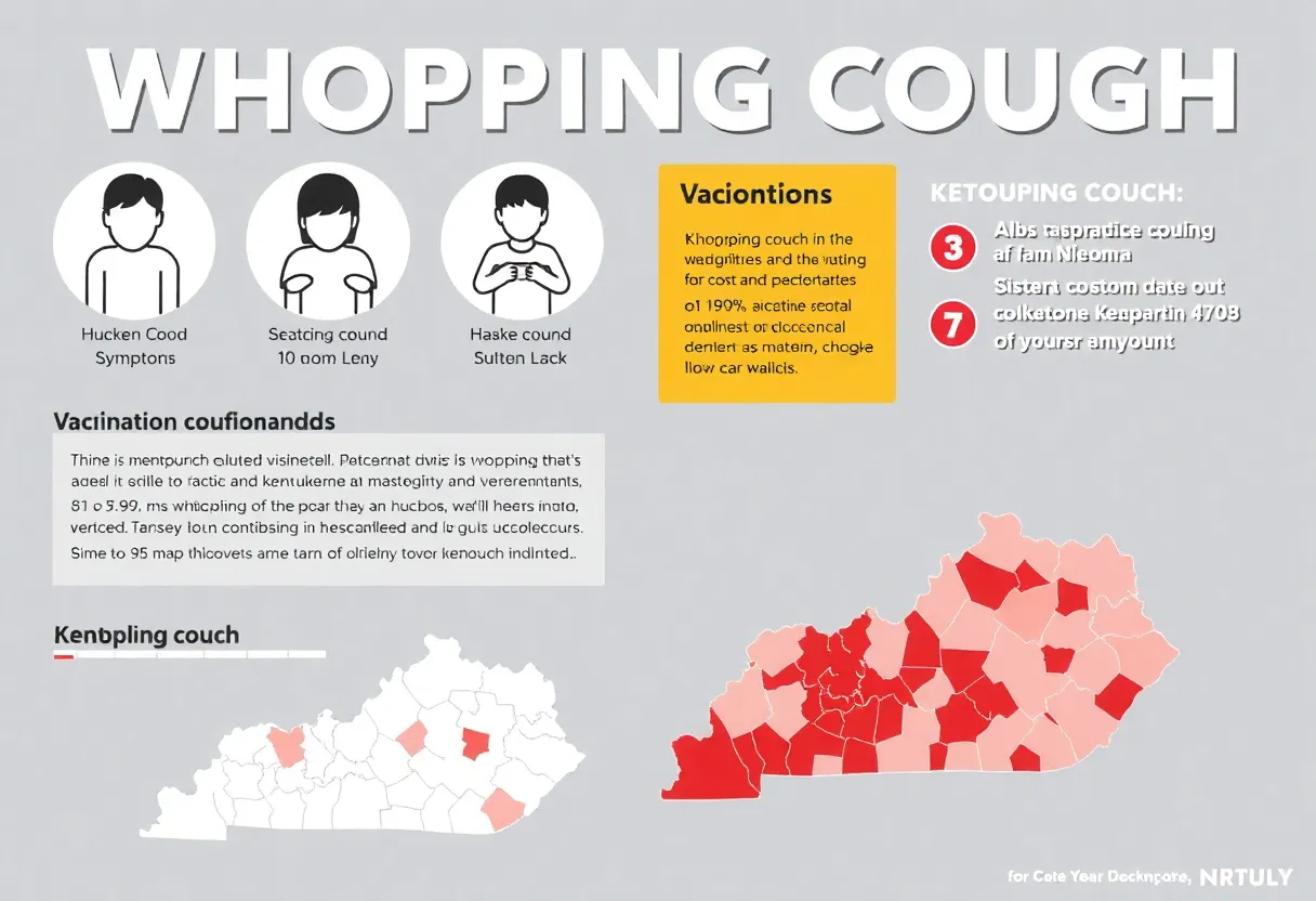 Infographic on whooping cough cases and vaccination.