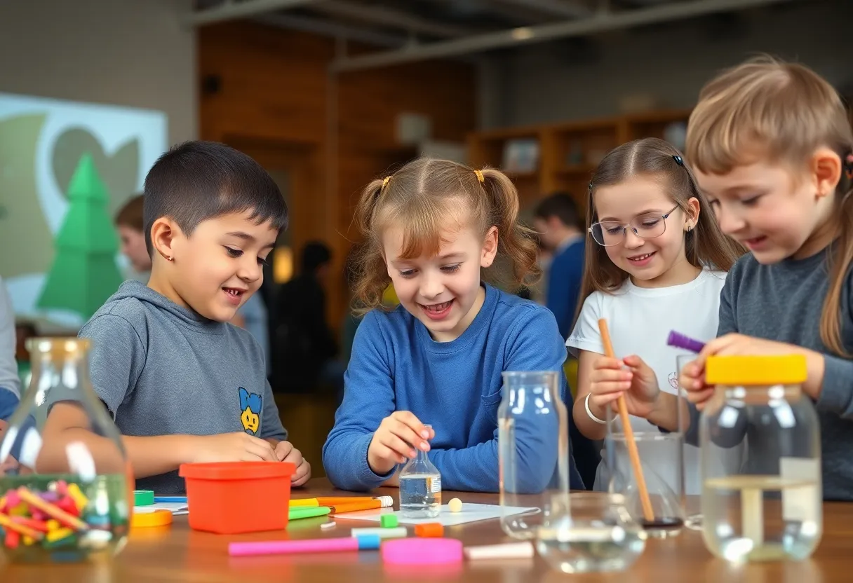Children participating in science experiments at the Kentucky Science Center