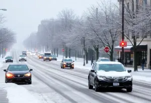 Snow-covered streets in Louisville during winter storm preparations.