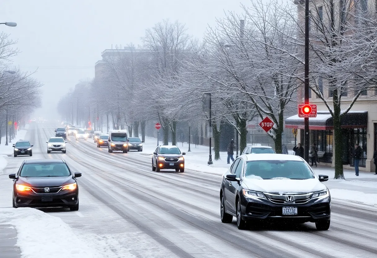 Snow-covered streets in Louisville during winter storm preparations.