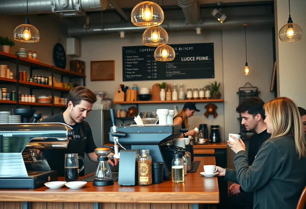 Customers enjoying coffee at Abol Cafe in Louisville
