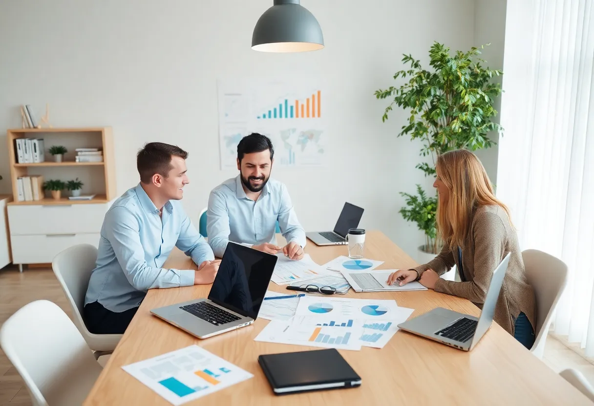 Team discussing strategies to enhance business value