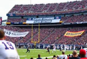Fans at a college football playoff game