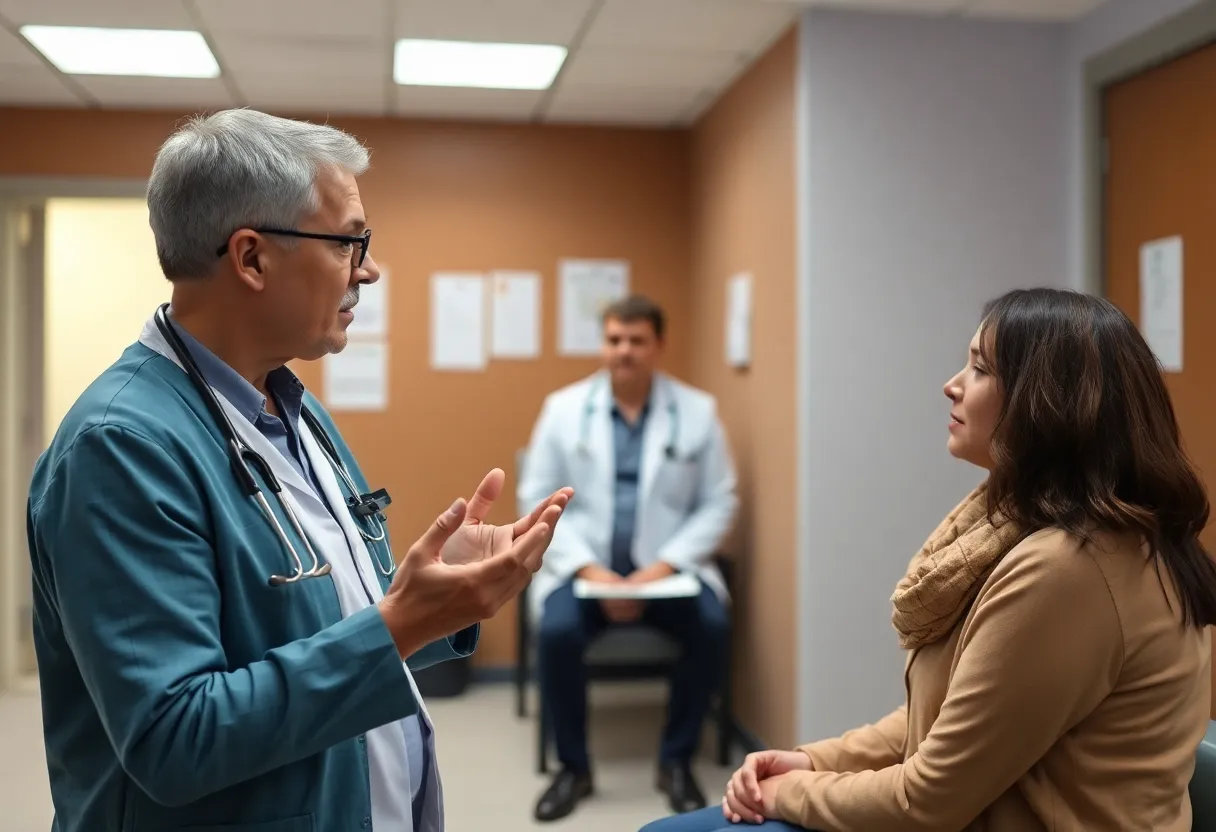 Medical professional discussing colorectal cancer screening with patients