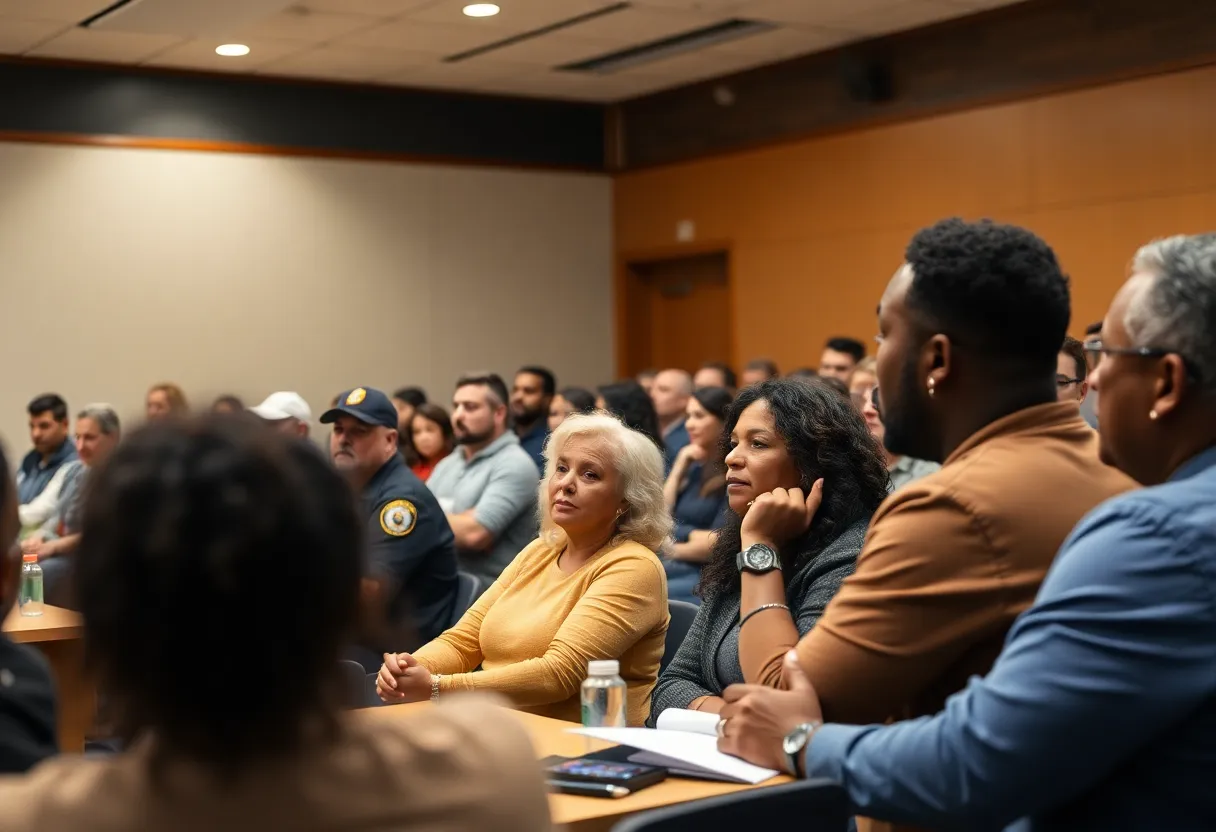 Citizens participating in a discussion about police reform