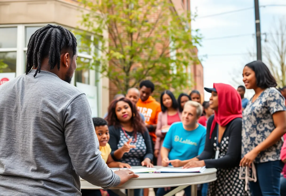 People engaging in community activities promoting support and transformation in Louisville.
