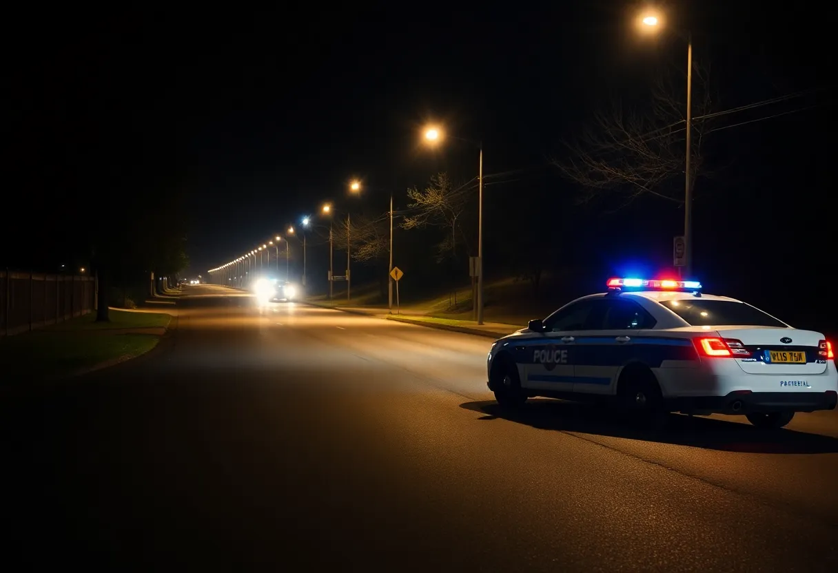 Scene of Corydon Ramsey Road with police presence at night
