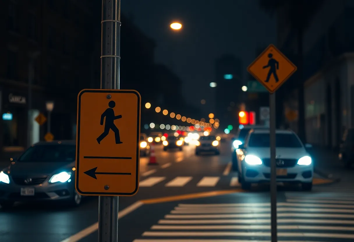 Crosswalk sign on a street in Louisville, Kentucky
