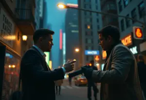 'Dead Man's Wire' crime thriller movie poster featuring an urban background