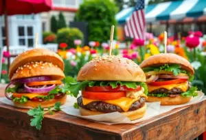 Gourmet burgers decorated for the Derby Burger Challenge