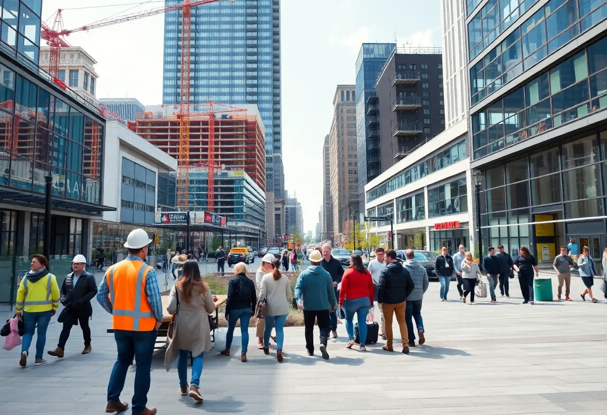 Construction activities in downtown Louisville