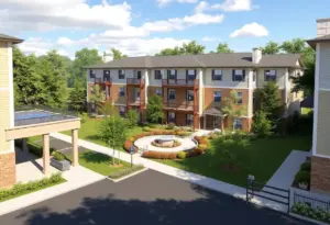 Rendering of a new garden-style apartment complex