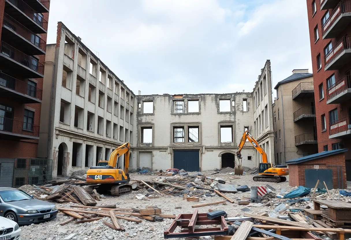 Demolition equipment at the former Givaudan Sense Colour plant site