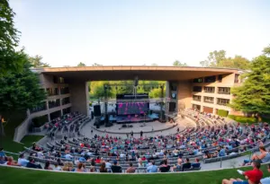 New amphitheater in Jeffersontown, Kentucky with outdoor seating and stage.