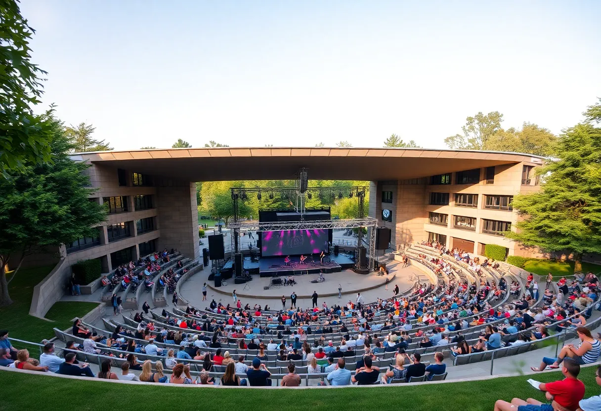 New amphitheater in Jeffersontown, Kentucky with outdoor seating and stage.