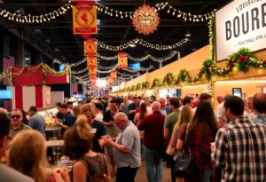 Participants enjoying the Kentucky Bourbon Country Auction celebration with bourbon tastings and local cuisine.