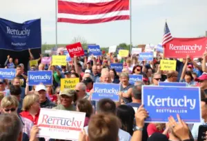 Crowd at a political rally in Kentucky for upcoming elections