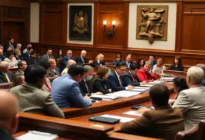 A legislative assembly in Kentucky discussing proposed education reforms.