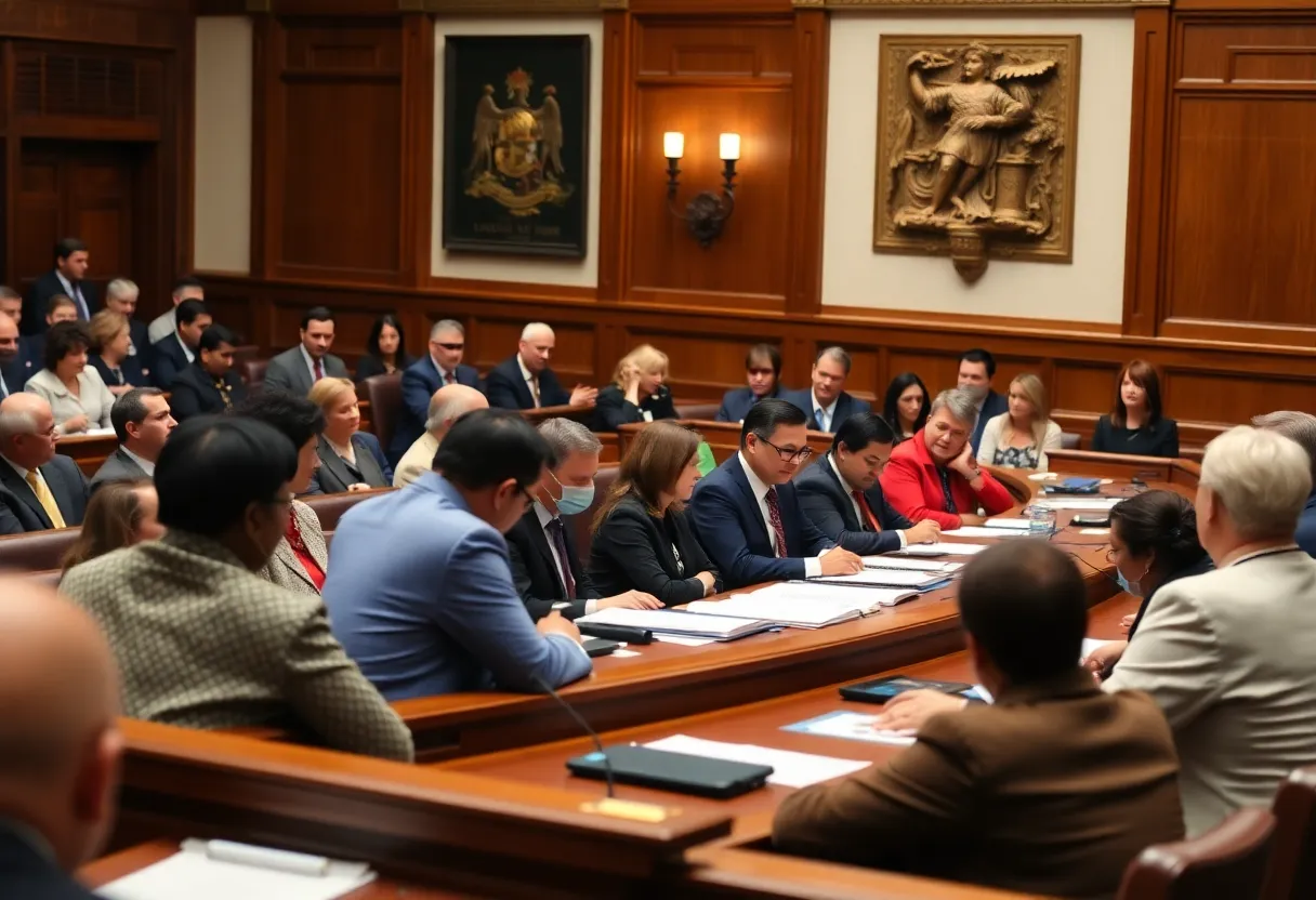 A legislative assembly in Kentucky discussing proposed education reforms.