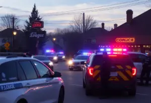 Police and emergency responders at the scene of a shooting outside Lenny's Lounge