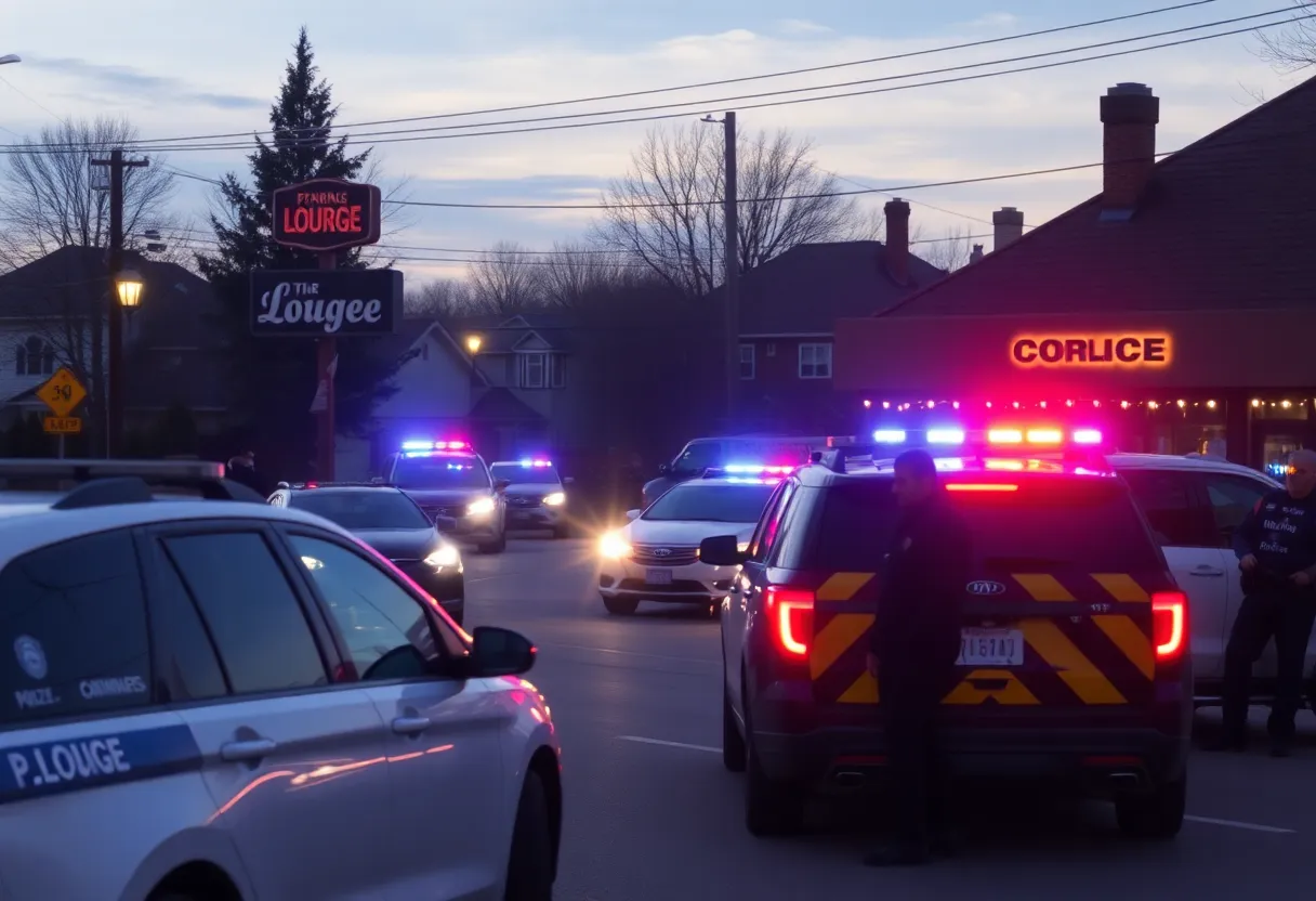 Police and emergency responders at the scene of a shooting outside Lenny's Lounge