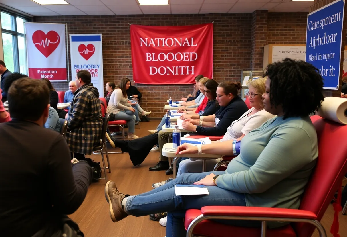 Community members donating blood at a local center in Lexington, Kentucky
