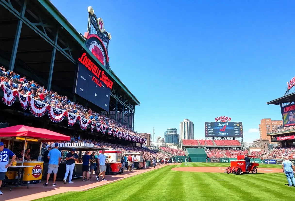 Fans celebrating at Louisville Slugger Field during the Bats' Opening Night.