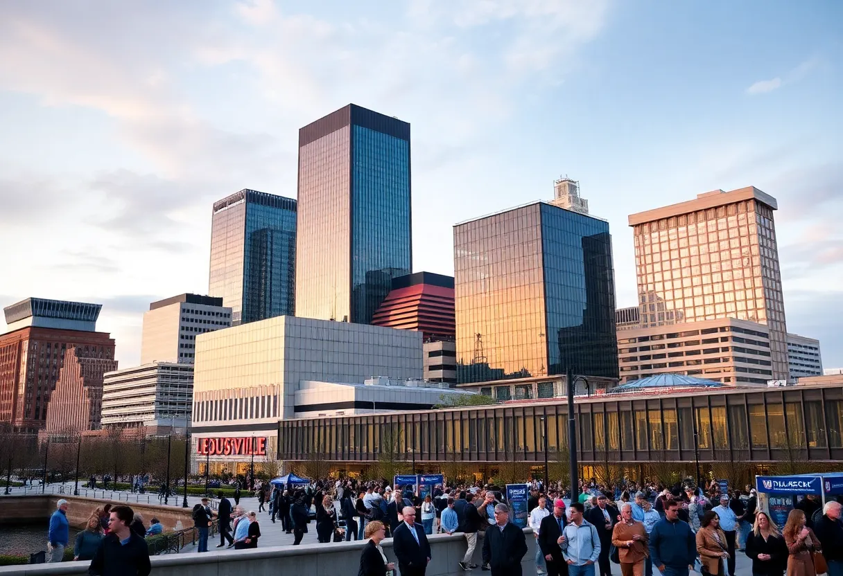 Skyline of Louisville depicting business travel venues
