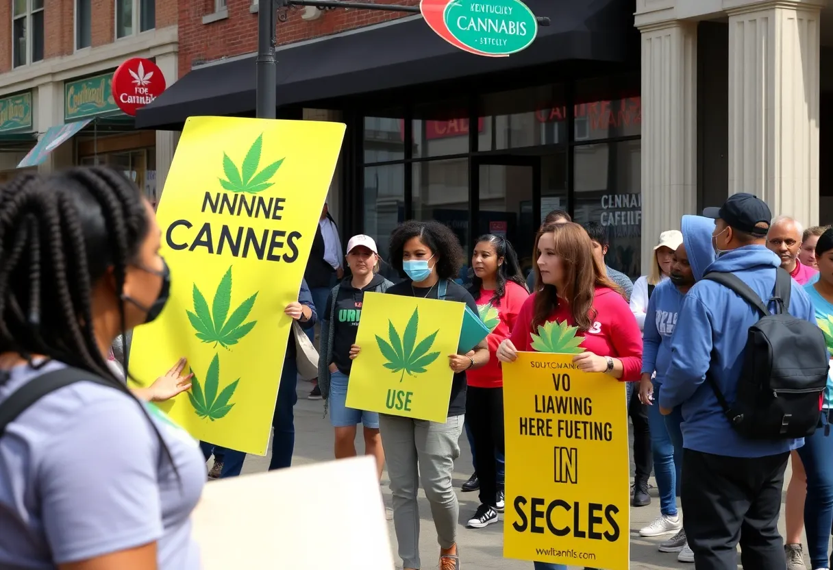 Community members advocating for cannabis legalization in Louisville