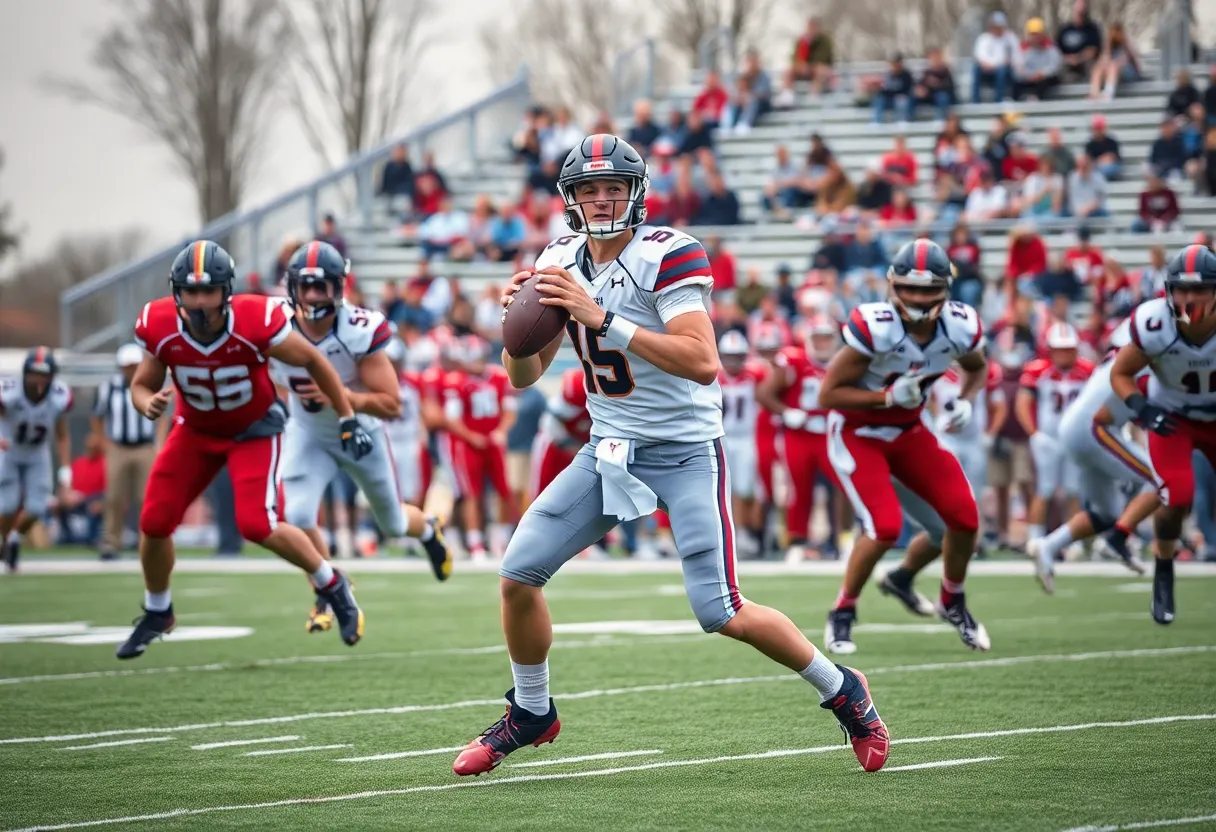 Louisville Cardinals quarterback in action during a game.