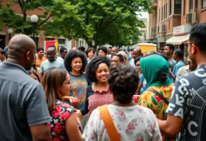 Community gathering in Louisville promoting peace and unity
