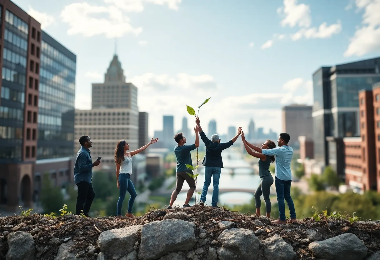 Illustration of Louisville community showing resilience amidst challenges