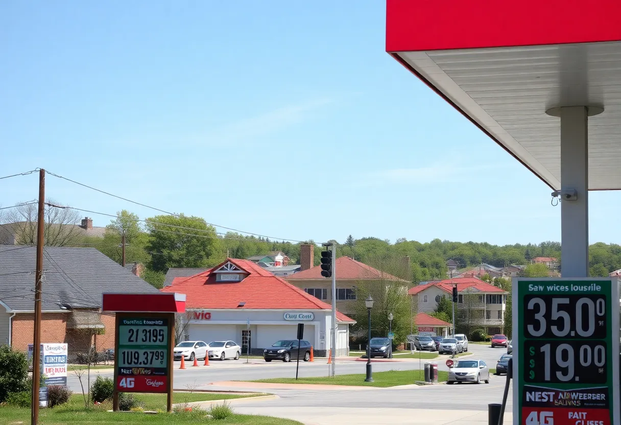 Gas station in Louisville showing prices