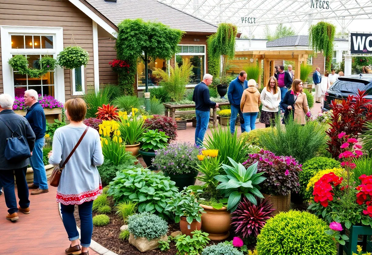 Visitors exploring garden displays at the Louisville Home + Garden Show
