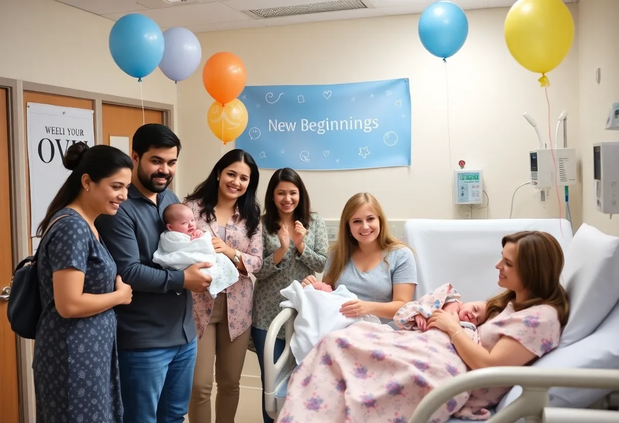 Families celebrating the arrival of newborns in Louisville hospitals
