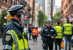 Police patrolling a neighborhood in Louisville for increased safety