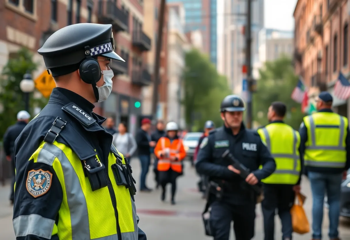 Police patrolling a neighborhood in Louisville for increased safety