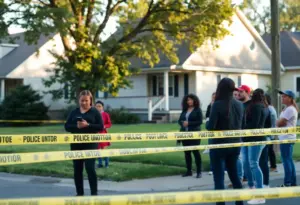 Police presence in Louisville's Parkland neighborhood after a shooting incident.