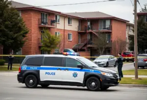 Police officers on scene during a standoff in Louisville involving a barricaded suspect.