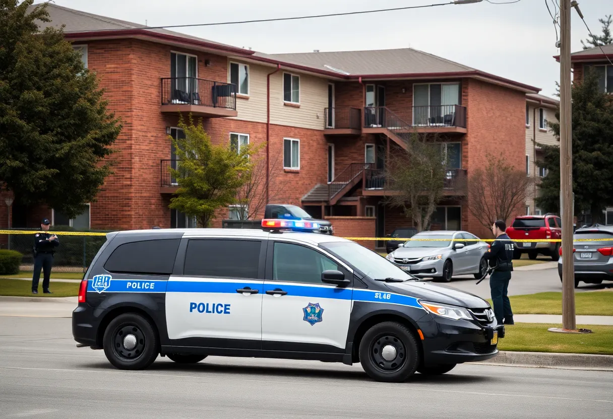 Police officers on scene during a standoff in Louisville involving a barricaded suspect.