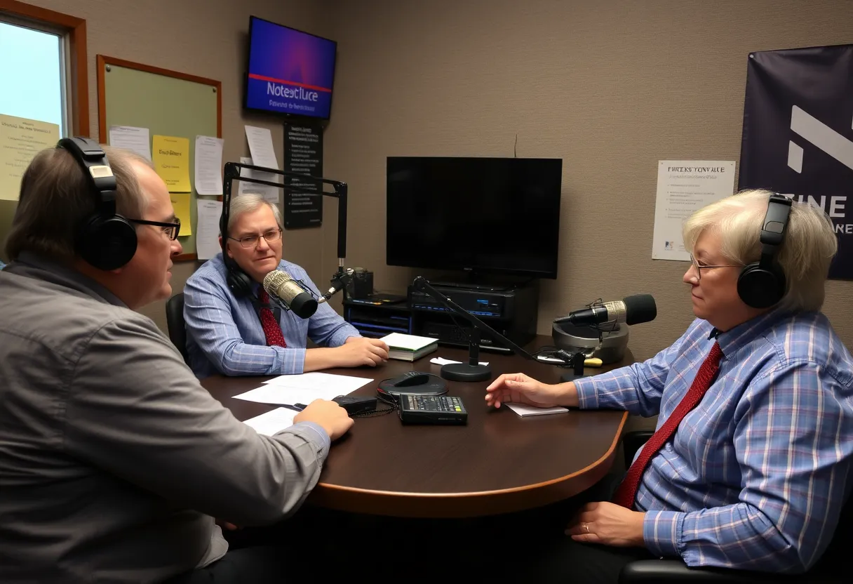Staff at Louisville Public Media discussing funding strategies