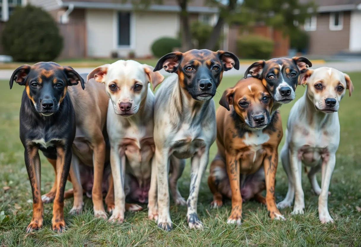 Seven neglected dogs rescued from a property in Louisville, Kentucky.