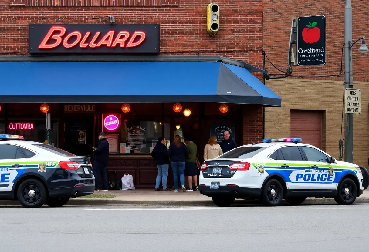 Emergency response outside Lenny's Lounge in Louisville after a shooting incident.